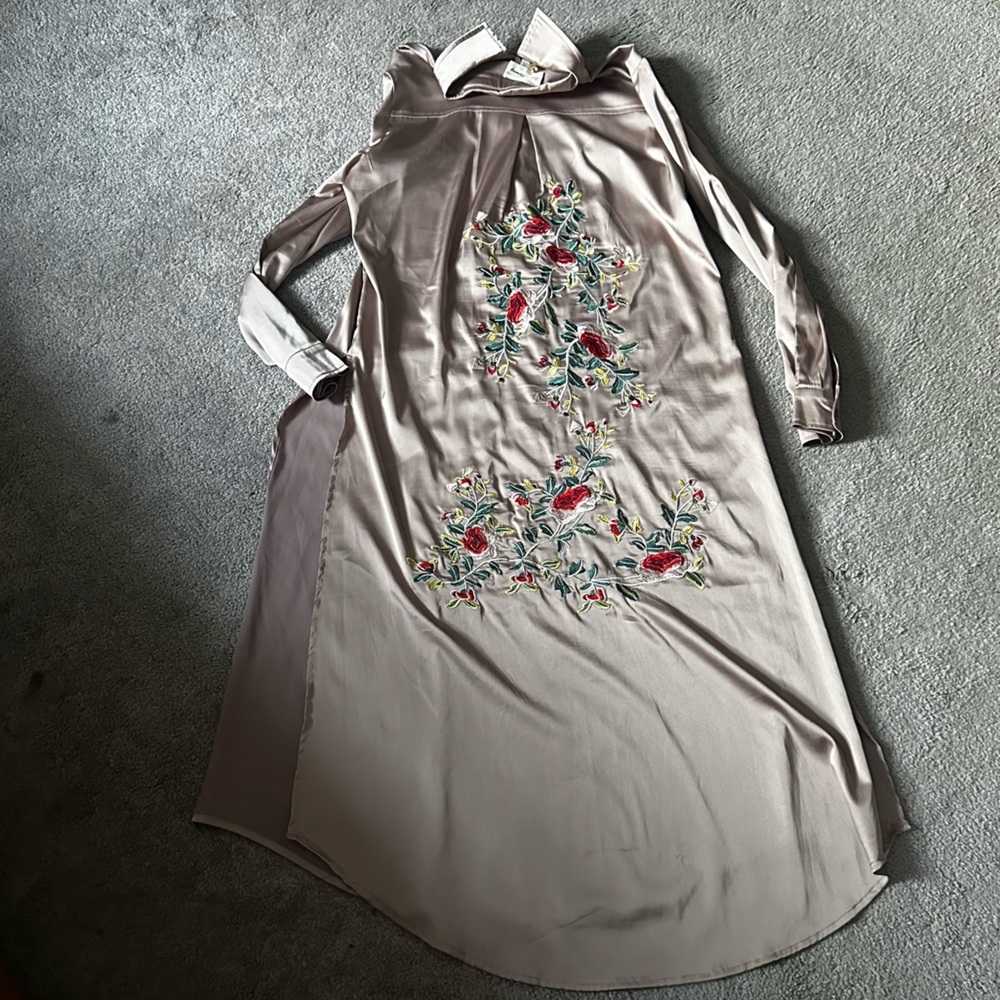 Love + Harmony Satin Tunic with side slits & Embroidery